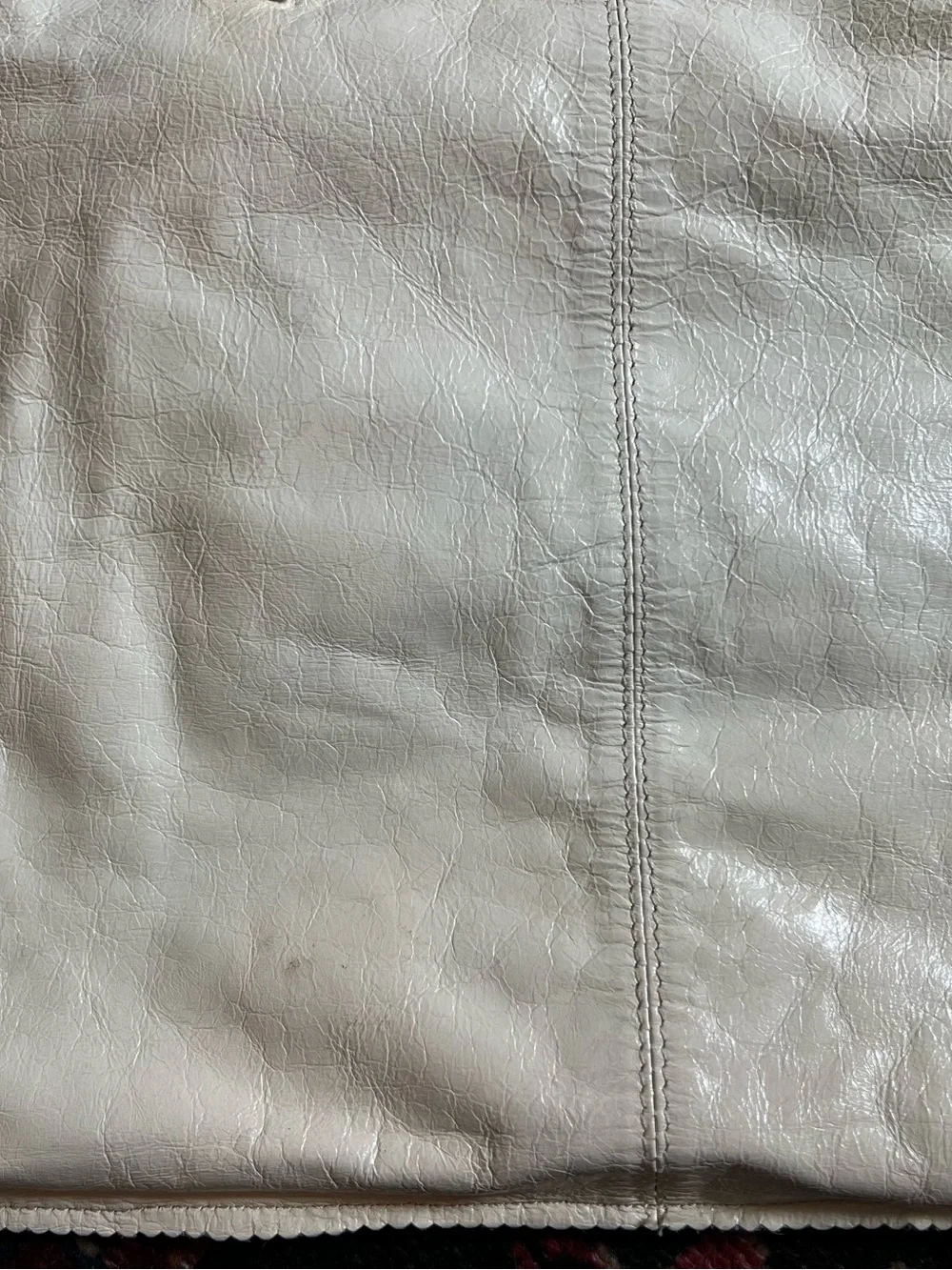 Latico NJ USA Ivory Leather Oversized Slouchy Tote with Floral Lining
